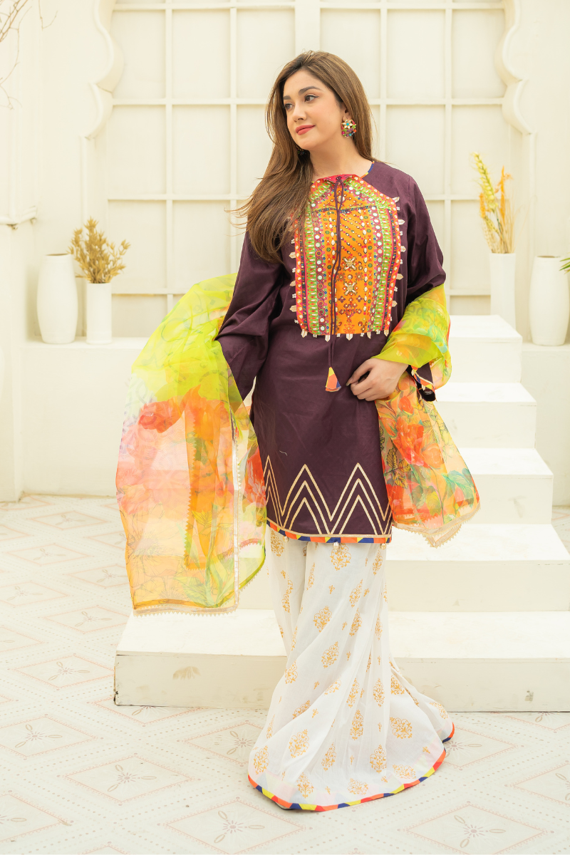 Zahra Ahmad - ST-177 - Purple - Lawn - 3 Piece