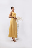 Syah - Triple Pleats Long Dress - Crepe - 1 PIece