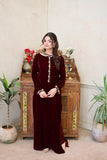 Leon Velvet Rouge Kaftan Maroon 2 Piece