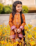 Kidoz Kloset - Mari Gold Embroidered Block Print Gharara Set For Girl