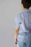 Hummingbirdspk - Ice Blue & White cotton Striped Shirt - 1 piece
