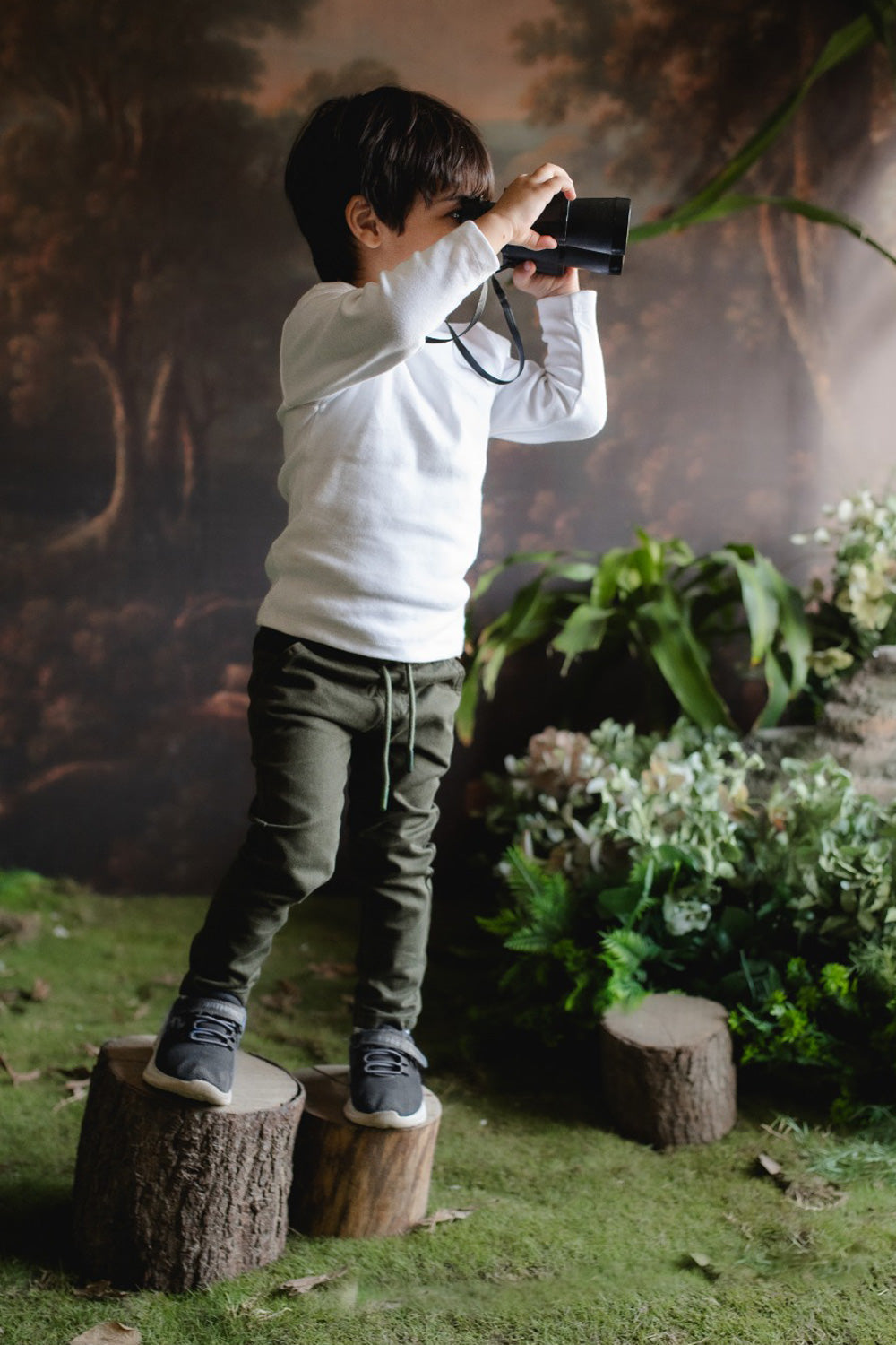 Hummingbirdspk - Moss Green cotton pull up chinos - 1 Piece