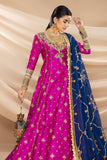 Nilofer Shahid - Indian Raw Silk Embellished Peshwas with Pure Chiffon Persian Blue Dupatta - 2 Piece - Studio by TCS
