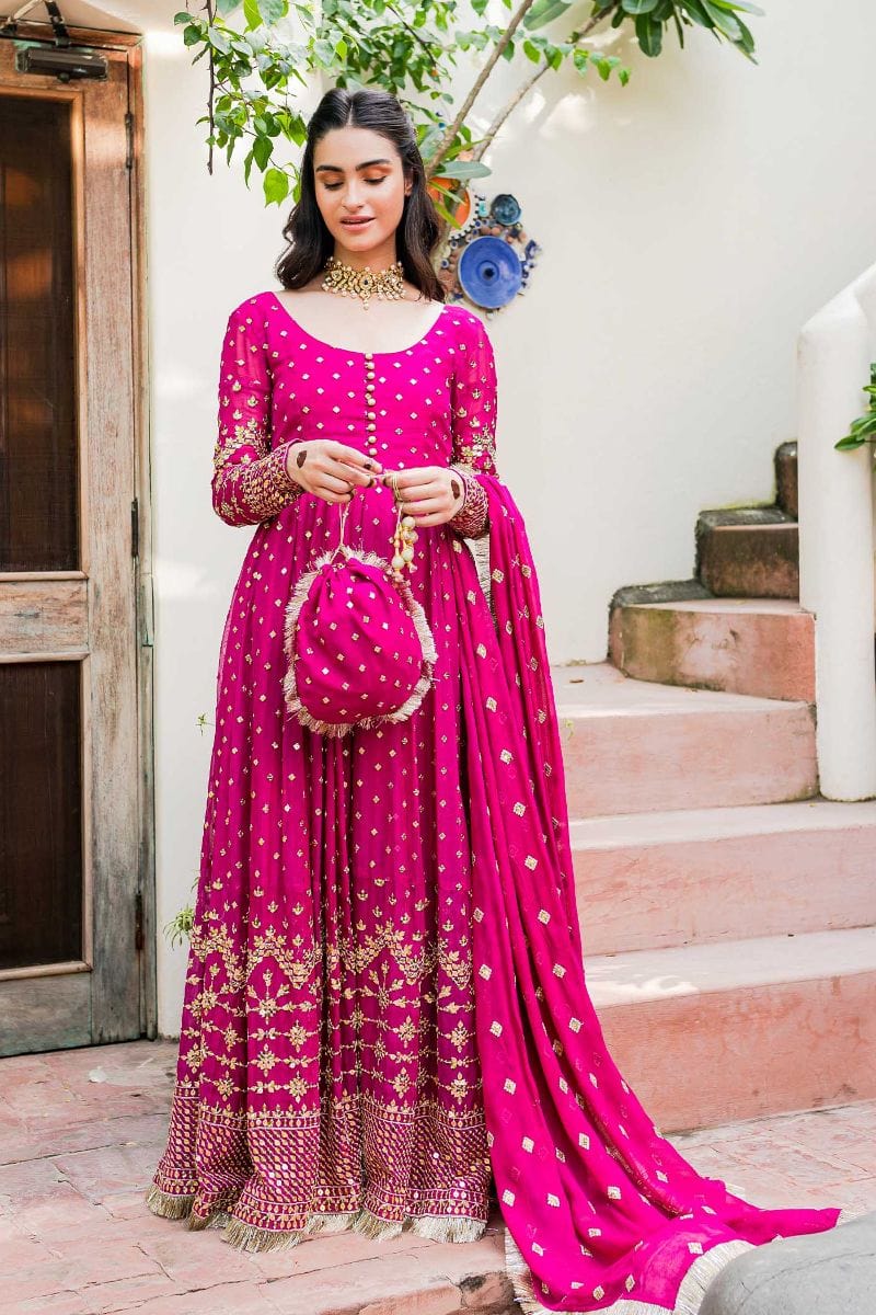 Allure by Ih - MEHAK - Chiffon & Silk - Magenta - 4 Piece