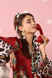 Musferah Saad - Ruby Safari Printed Silk Kaftaan For Women - 2 piece