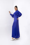 Syah - Batwing Sleeves Dress - Royal Blue - Silk - 1 Piece