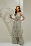Shahid Chuhan - Gray Glamour Silk Suit For Women - Grey