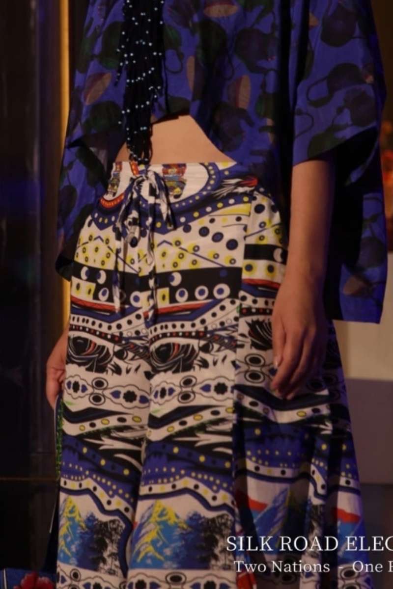 Gulabo - Fiesta Flared Pants - Royal Blue Truck Art - Karandi Silk - 1 Piece