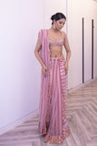 Shahid Chuhan - Rosy Rhapsody Soft Net Saree For Women - Pink