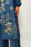 Gulenoor The Teal Pagoda Suit 3 Piece