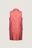 Novado - Sleeve Less Leather Coat - Red - 1 Piece