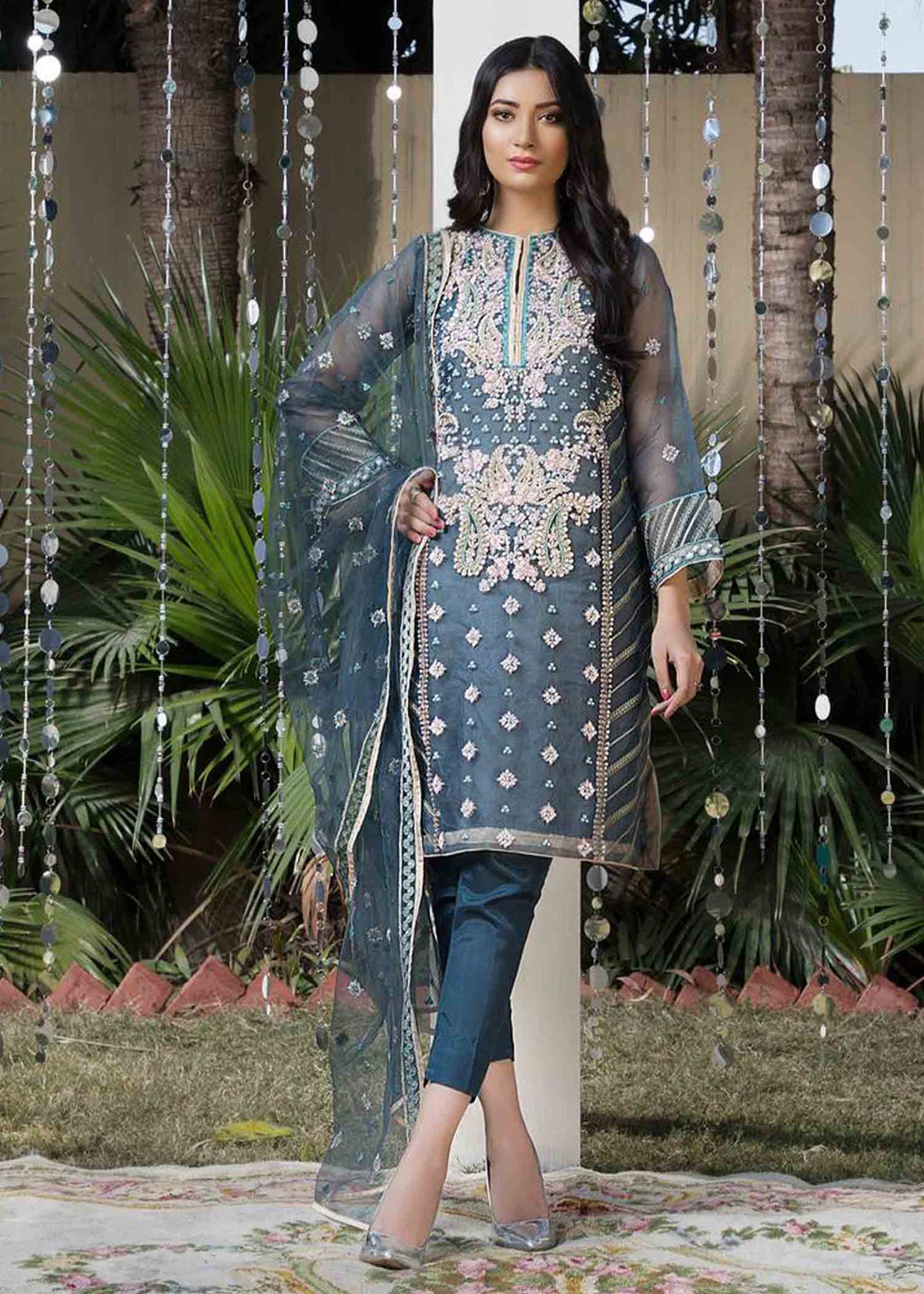 Laleen Mystic Teal 3 Piece Suit Teal