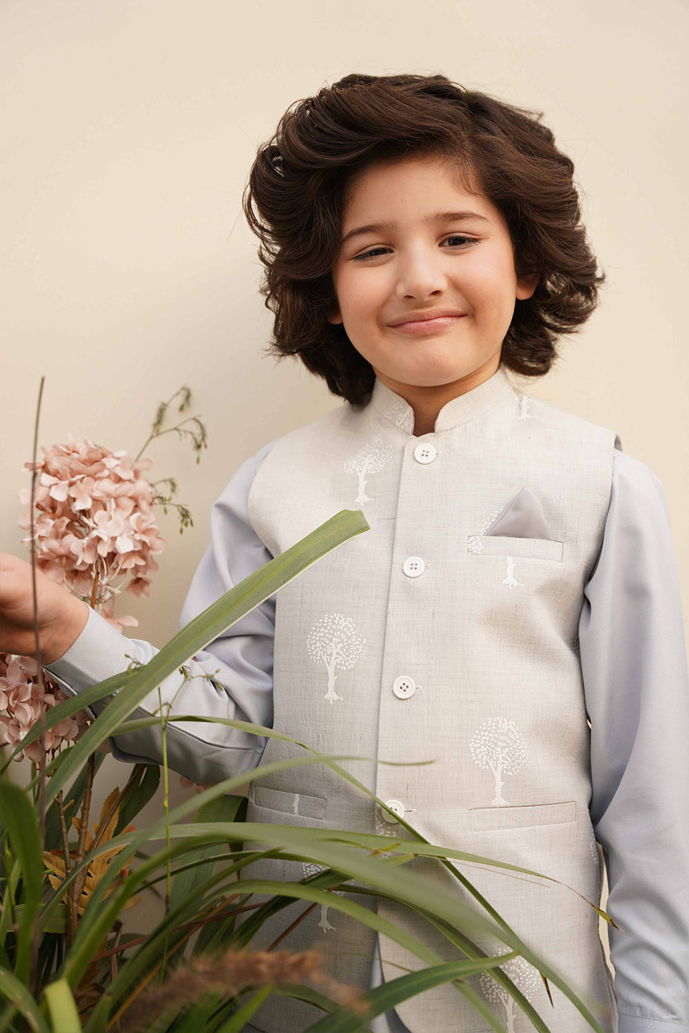 Hummingbirds - Tree of Life Block Print Waistcoat For Boy