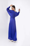 Syah - Batwing Sleeves Dress - Royal Blue - Silk - 1 Piece