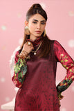 Musferah Saad - Crimson Monsoon Printed Silk Kaftaan For Women - 2 piece
