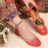 JootiShooti - Shimmer Jaal Rani Red Khussa For Women