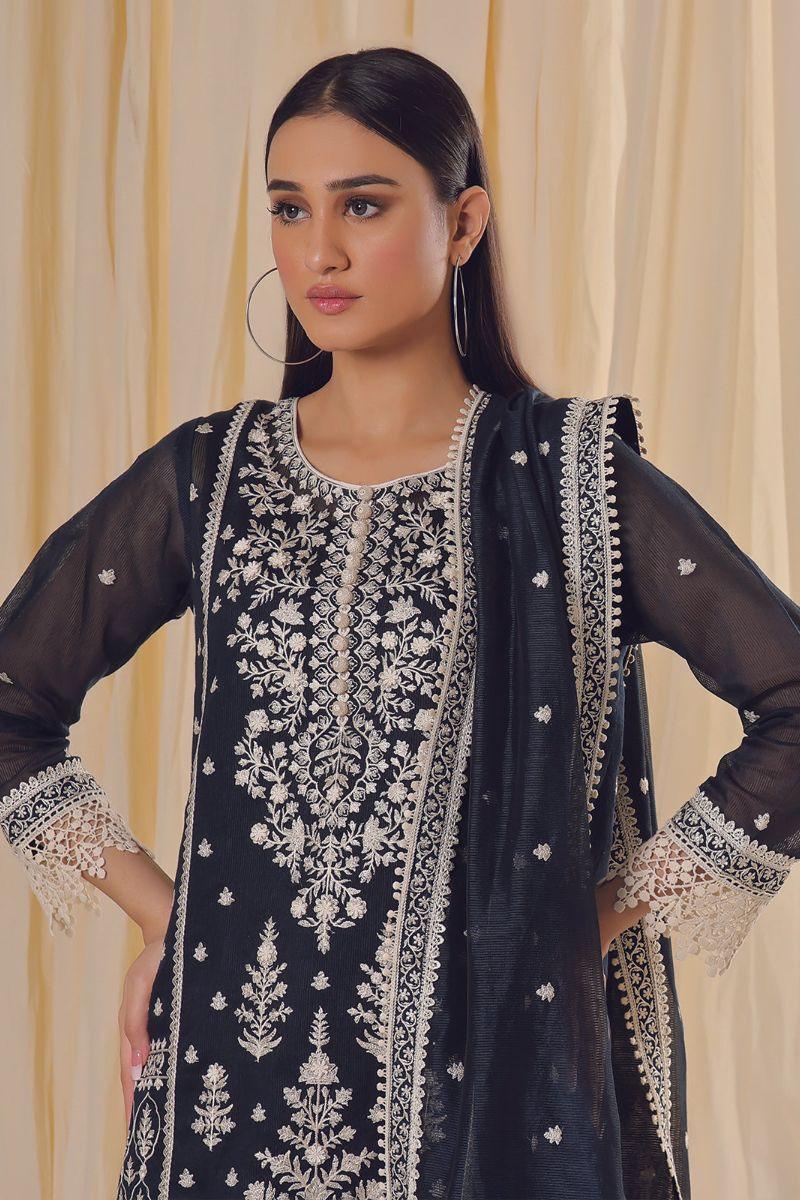 Rizwan Beyg Design - Muradabad - Organza Net - Navy Blue - 2 Piece
