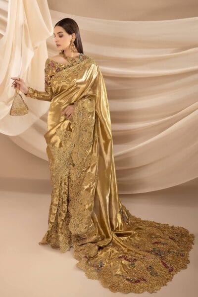 Nilofer Shahid - Golden Pure Tissue Embellished Saree with Blouse - 2 Piece - Studio by TCS