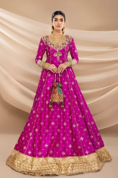 Nilofer Shahid - Indian Raw Silk Embellished Peshwas with Pure Chiffon Persian Blue Dupatta - 2 Piece - Studio by TCS