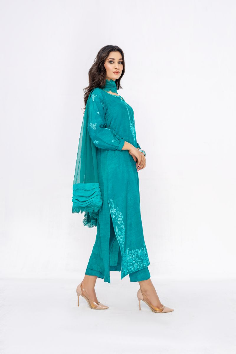 Anayra Amal - Tabeer - Sea Green - Korean Silk - 3 Piece