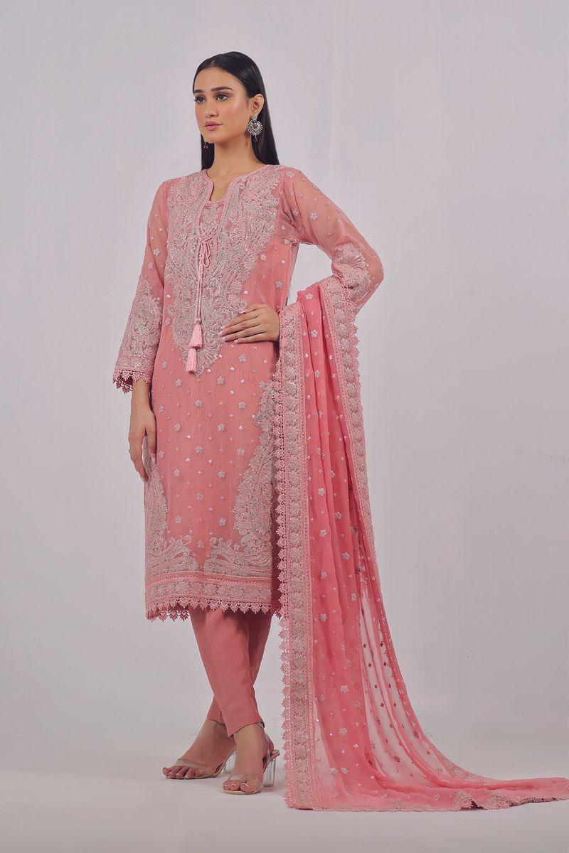 Rizwan Beyg Design - Manaali - Cotton Net - Pink - 2 Piece