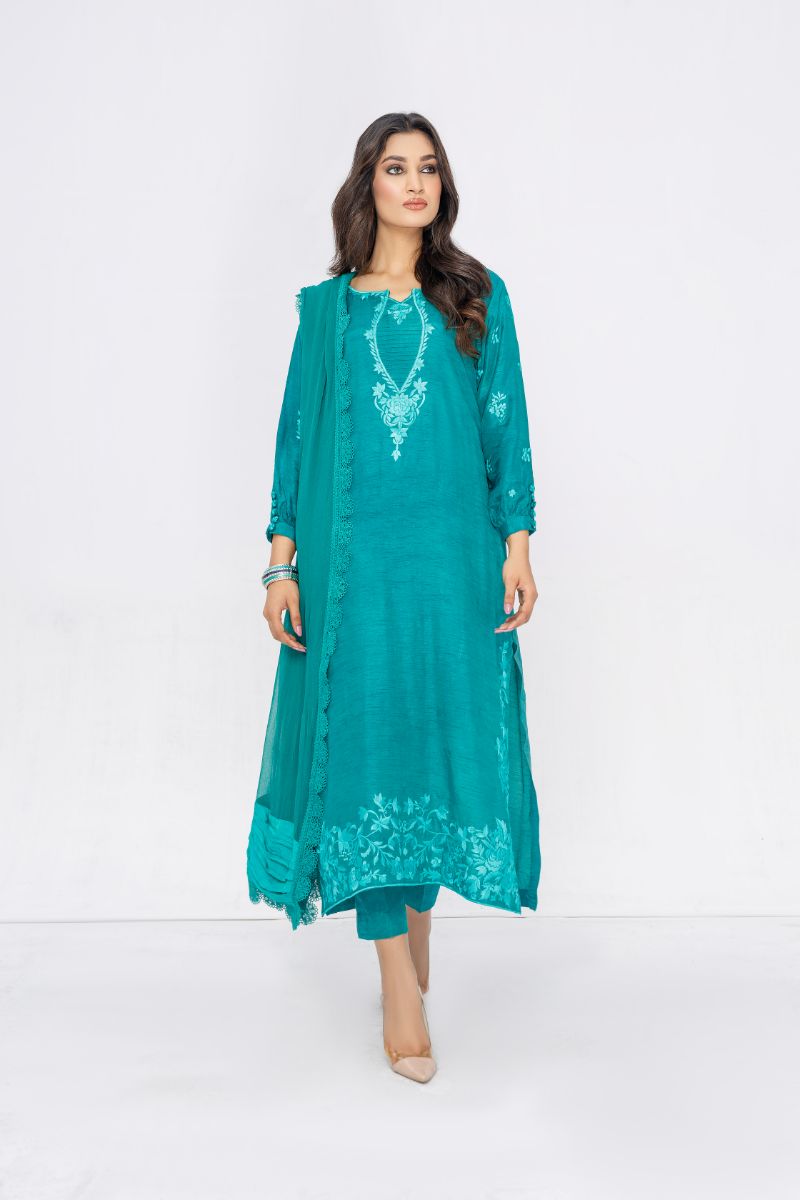 Anayra Amal - Tabeer - Sea Green - Korean Silk - 3 Piece