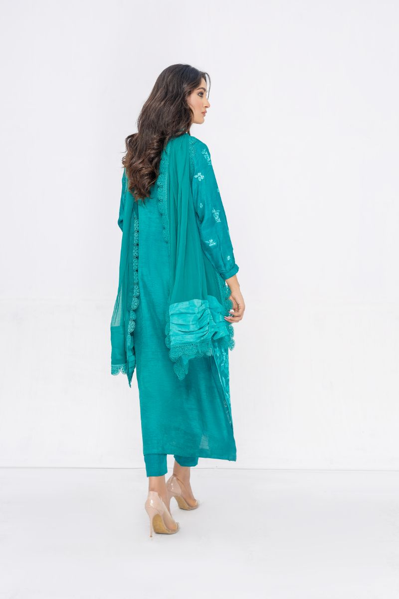 Anayra Amal - Tabeer - Sea Green - Korean Silk - 3 Piece