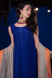 Kaanchi London - Neelofer Raw Silk Suit For Women - Blue - 3 Piece
