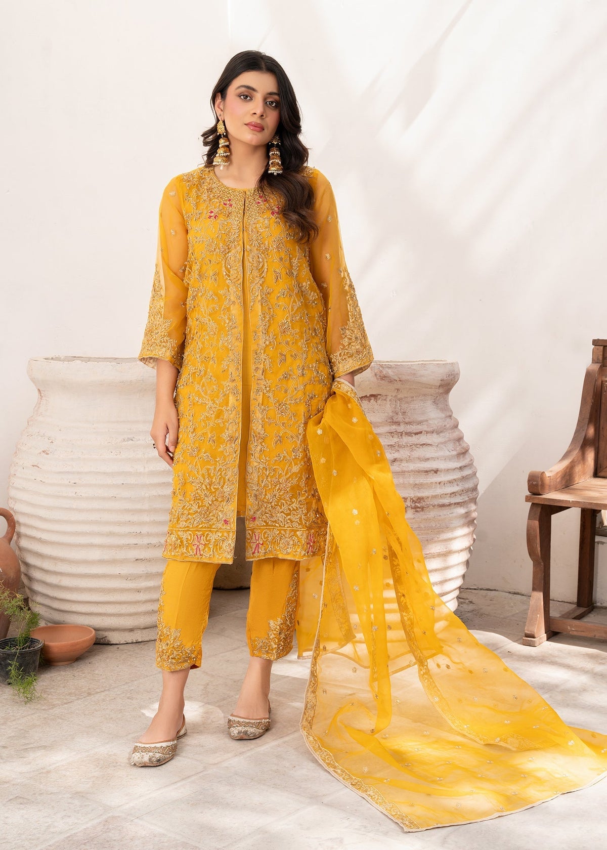 Laleen Ziva 3 Piece Suit Mustard