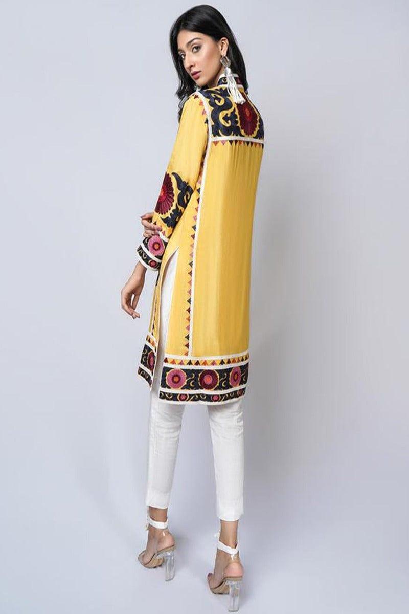 Rizwan Beyg - Suzani Silk Floss Embroidered Yellow Top - Studio by TCS