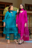Salahuddin Pasha - Silk, Organza Suit For Women - Raspberry - 3 Piece