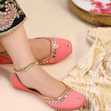 JootiShooti - Shamsa Mirror Rose Coral Khussa For Women