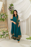 Alishba Kashif - Nyra Cotton, Silk Pishwas For Women - Green - 3 Piece