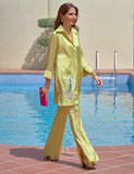 Salahuddin Pasha - Creme De Pistachio Silk Suit For Women - 2 Piece