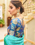 Salahuddin Pasha - La Reveur Silk Lehnga choli For Women - Aqua Blue - 3 Piece