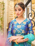 Salahuddin Pasha - La Reveur Silk Lehnga choli For Women - Aqua Blue - 3 Piece