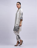 Salahuddin Pasha - Silk Suit For Women - Ebony Ivory - 2 Piece