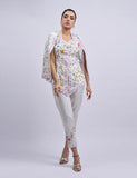 Salahuddin Pasha - Summer Jardin Silk Jacket For Women - White - 2 Piece