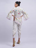 Salahuddin Pasha - Summer Jardin Silk Jacket For Women - White - 2 Piece