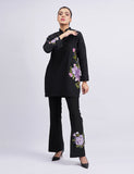 Salahuddin Pasha - Izmir Silk Suit For Women - Black - 2 Piece