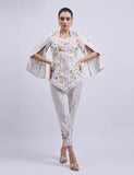 Salahuddin Pasha - Summer Jardin Silk Jacket For Women - White - 2 Piece