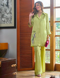 Salahuddin Pasha - Creme De Pistachio Silk Suit For Women - 2 Piece
