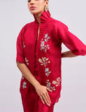 Salahuddin Pasha - Carmine Silk, Organza Jacket For Women - Pink - 2 Piece