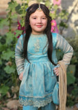 Modest - Maysuri Embroidered Frock For Girl -  3 Piece