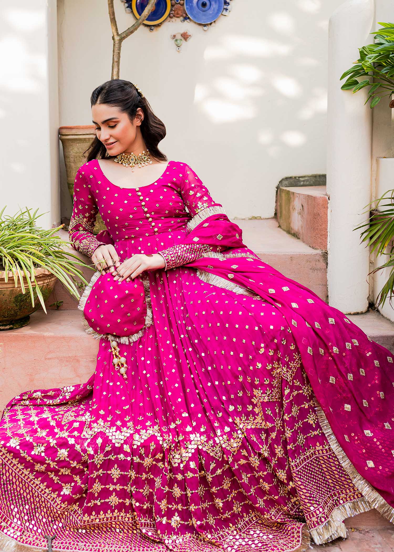 Allure by Ih - MEHAK - Chiffon & Silk - Magenta - 4 Piece