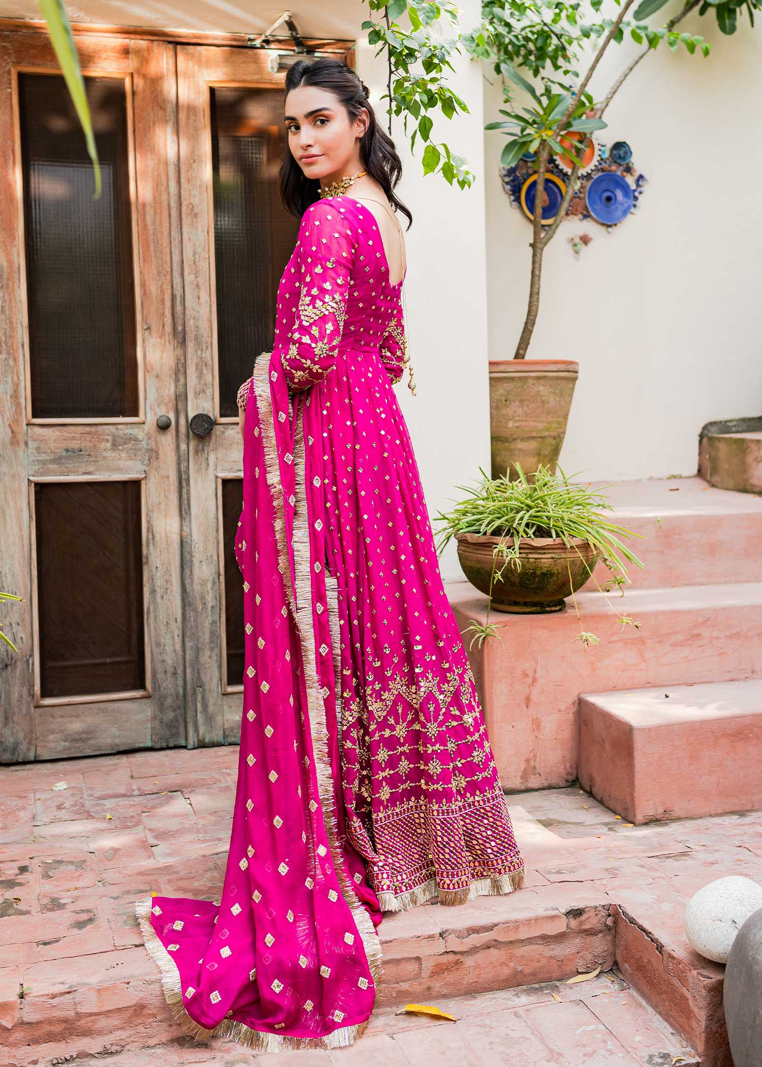 Allure by Ih - MEHAK - Chiffon & Silk - Magenta - 4 Piece