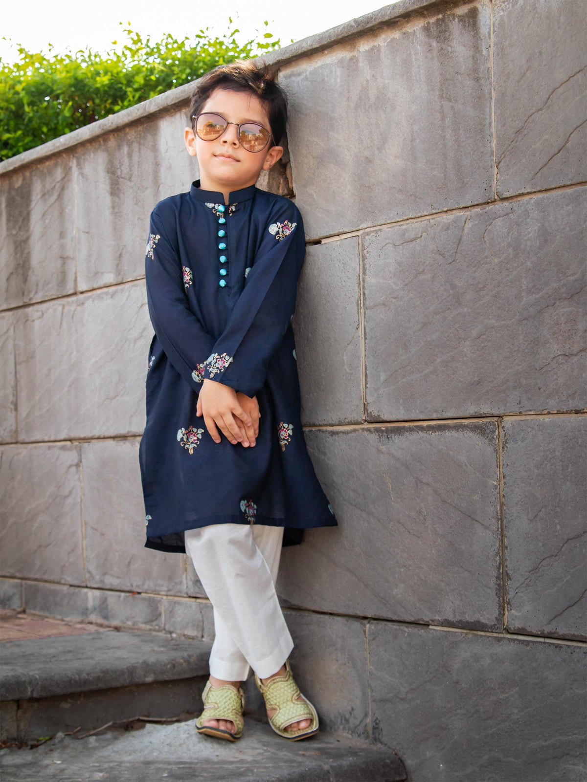 Kidoz Kloset - Stary Night Block Print Kurta Pajama For Boy