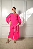 Insia Sohail - Petals - Hot Pink - Georgette - 2 Piece