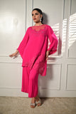 Insia Sohail - Petals - Hot Pink - Georgette - 2 Piece