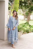Insia Sohail - Heer French Blue - 3 Piece - Cotton Net - Studio by TCS